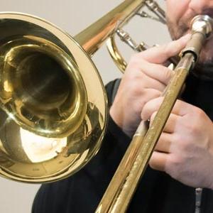 AACC student plays trombone.